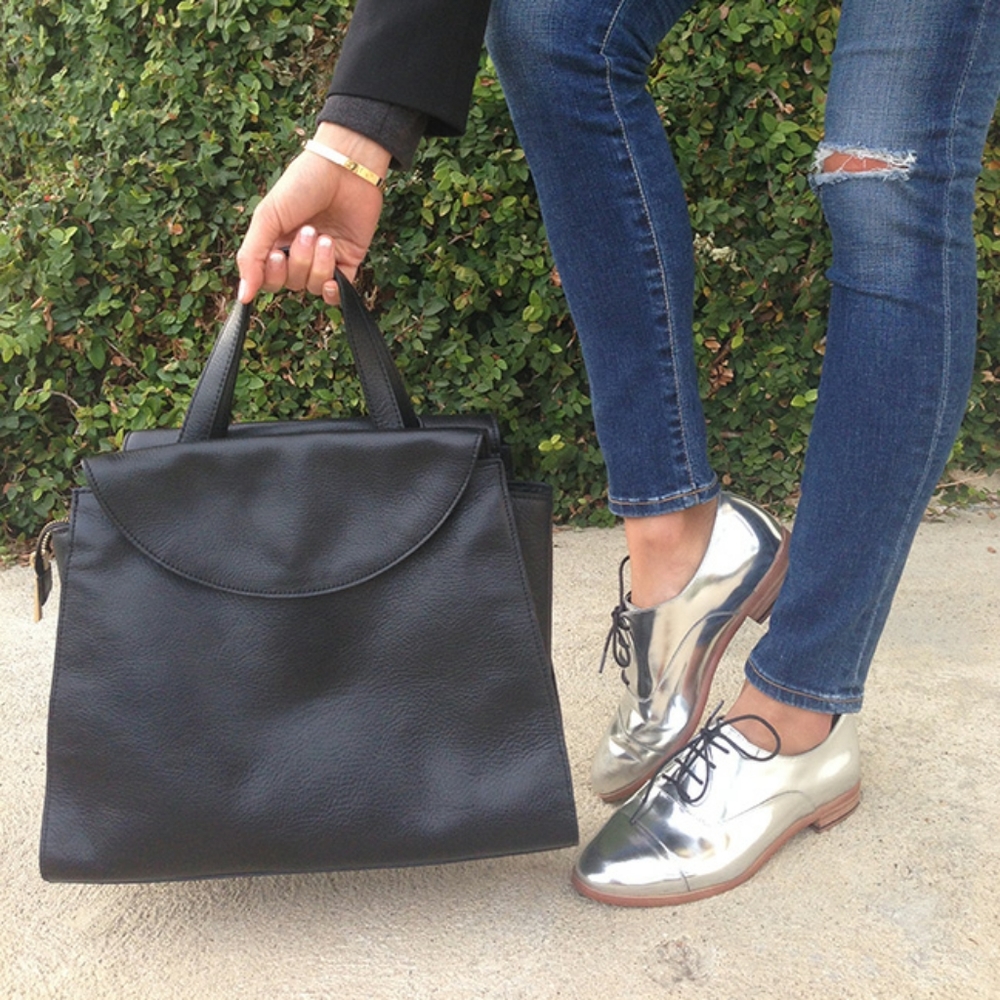 Kate Spade Saturday Silver Leather Oxfords